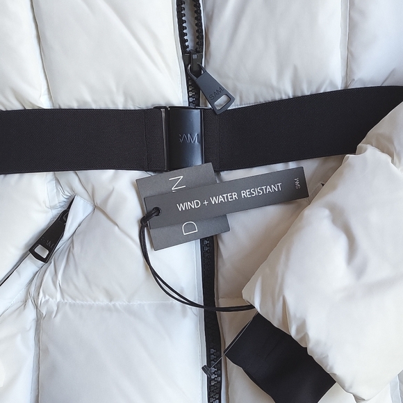 NWT$575 SAM.  Liv Hooded Faux Fur Belted Down Puffer Coat Jacket S-M (6) - Picture 9 of 15